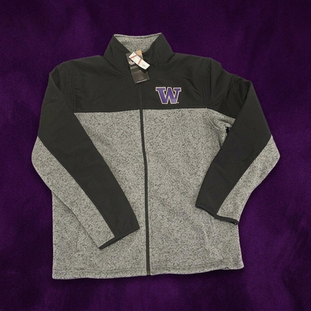 Captivating Washington Huskies Full Zip Fleece Jacket Mens XL Gray Black NCAA